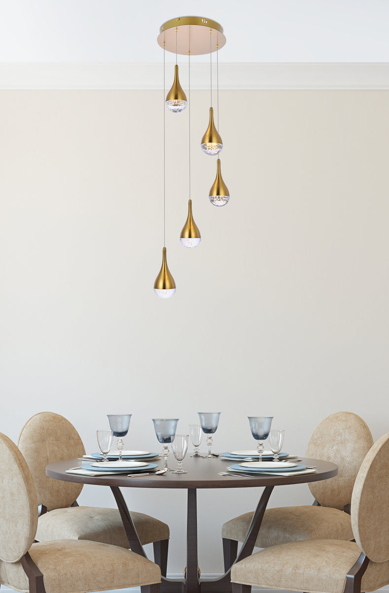 Amherst 14.5 inch LED pendant in satin gold