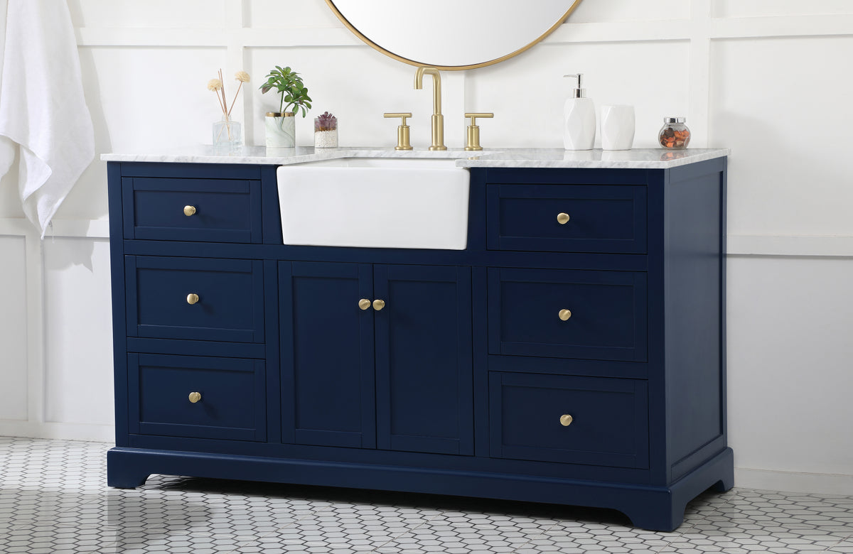 60 inch Single bathroom vanity in blue