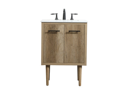 24 inch Single bathroom vanity in natural oak