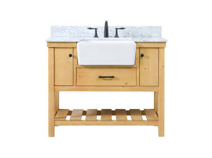 42 inch Single bathroom vanity in natural wood with backsplash
