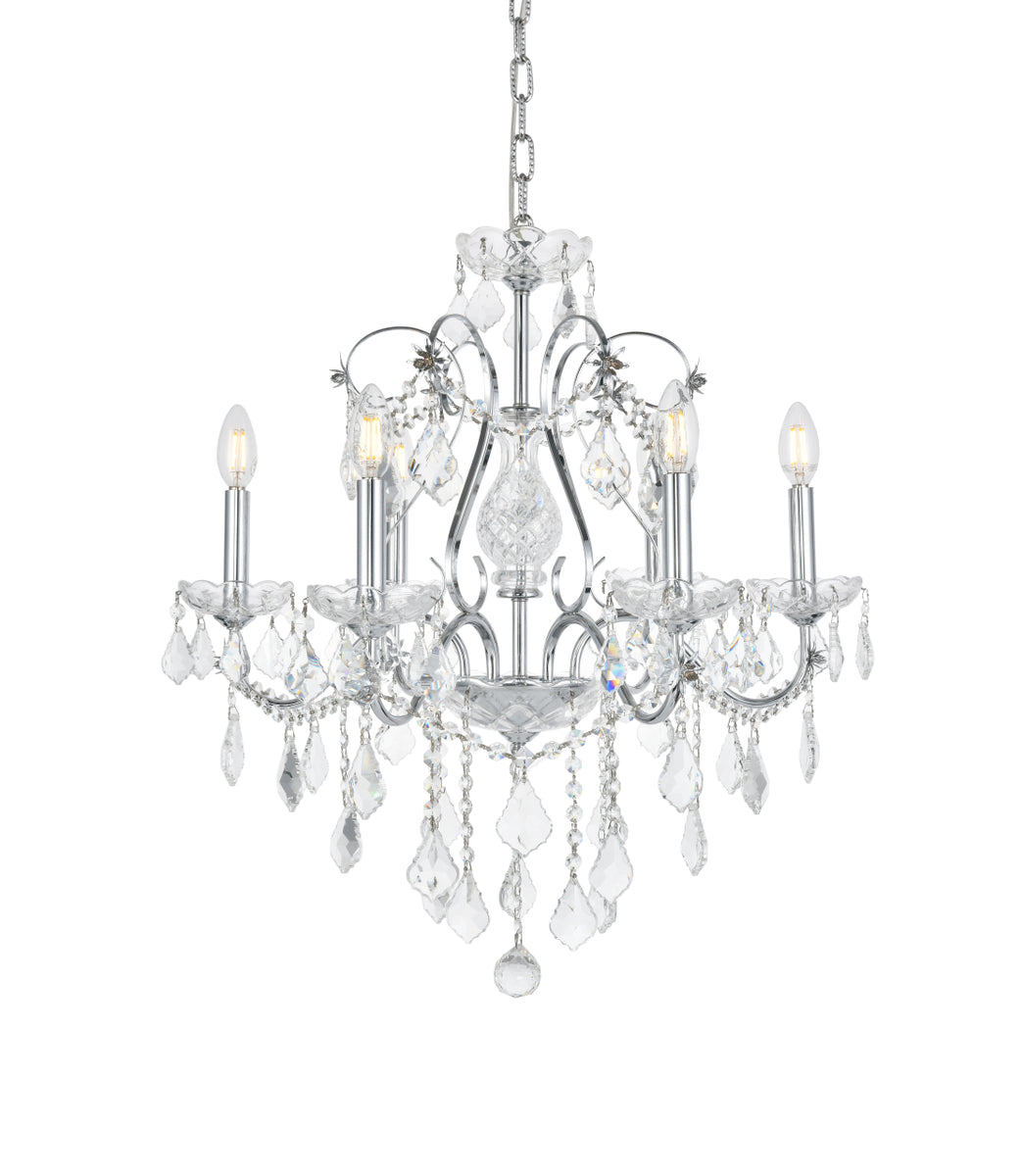 St. Francis 6 light Chrome Chandelier Clear Royal Cut Crystal