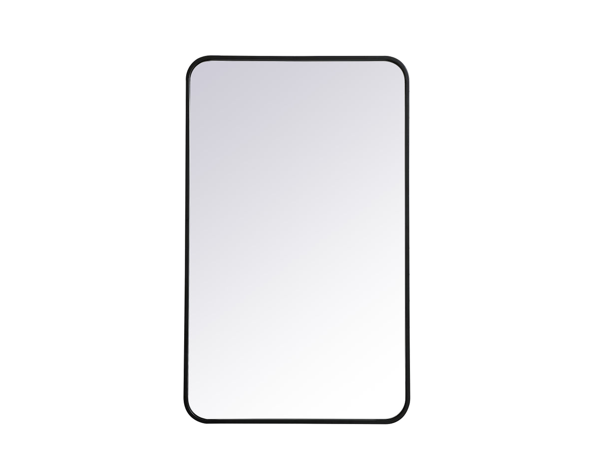Soft corner metal rectangular mirror 22x36 inch in Black