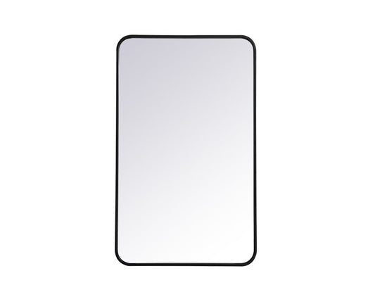 Soft corner metal rectangular mirror 22x36 inch in Black