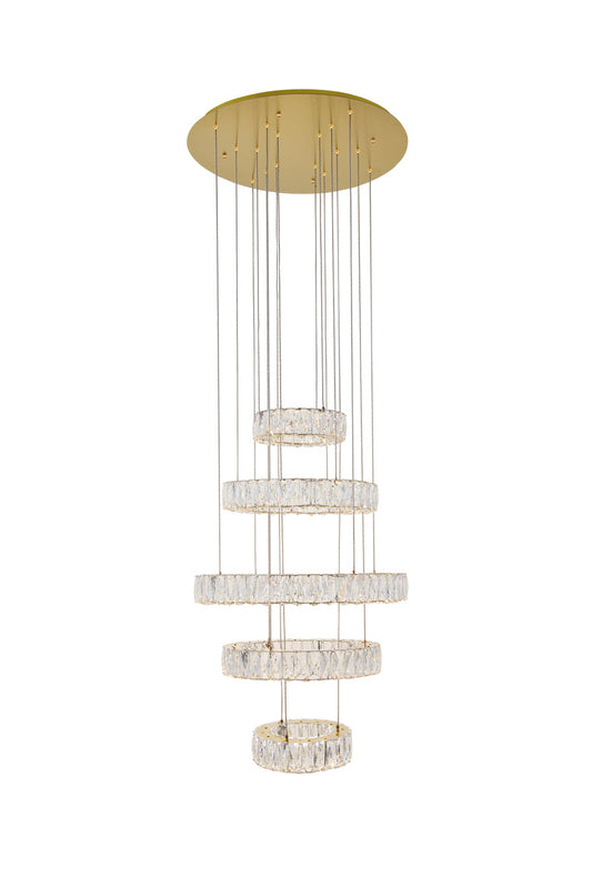 Monroe Integrated LED chip light gold Chandelier Clear Royal Cut Crystal