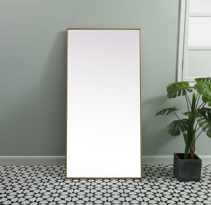 Metal Frame Rectangle Full Length Mirror 30x60 Inch in Brass