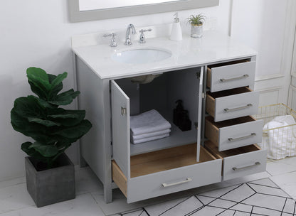 42 inch Single Bathroom Vanity in Gray with Backsplash