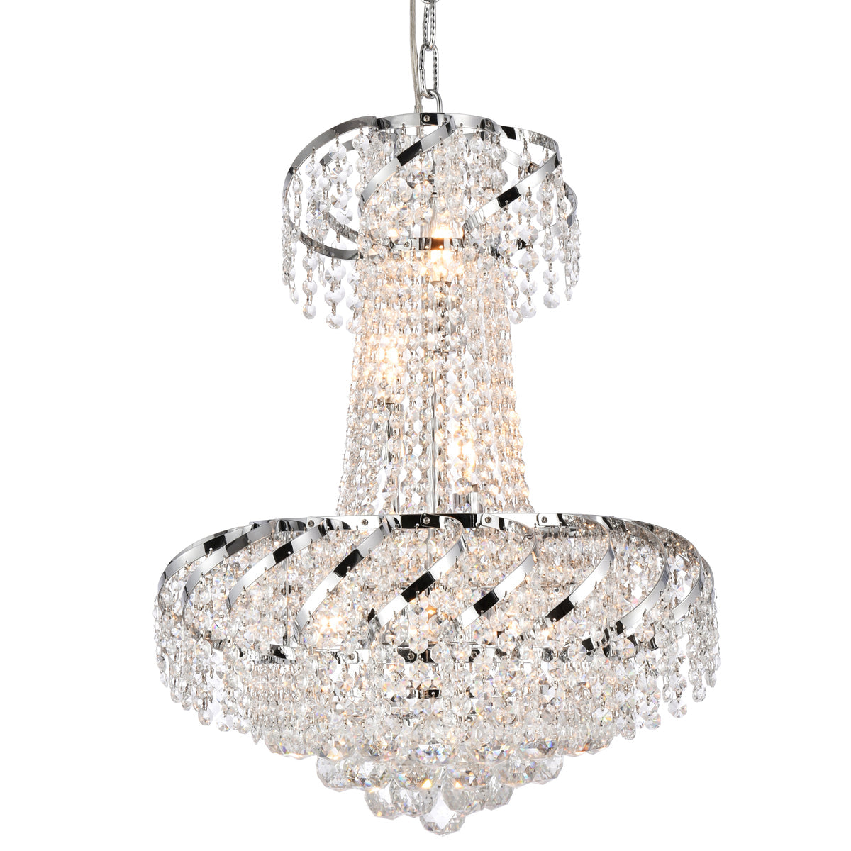 Belenus 6 light Chrome Pendant Clear Royal Cut Crystal