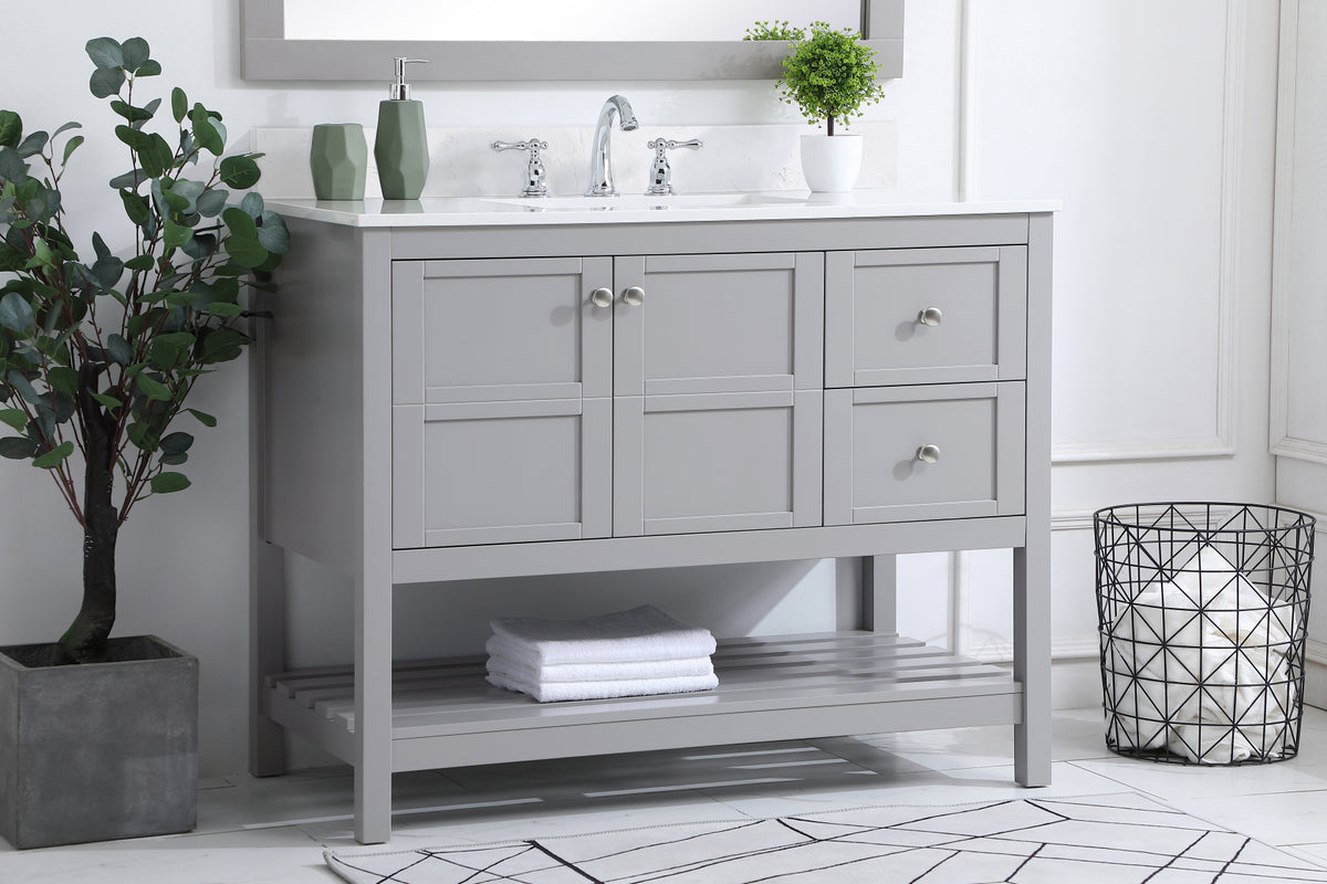 42 inch Single Bathroom Vanity in Gray with Backsplash