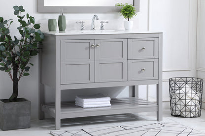 42 inch Single Bathroom Vanity in Gray with Backsplash