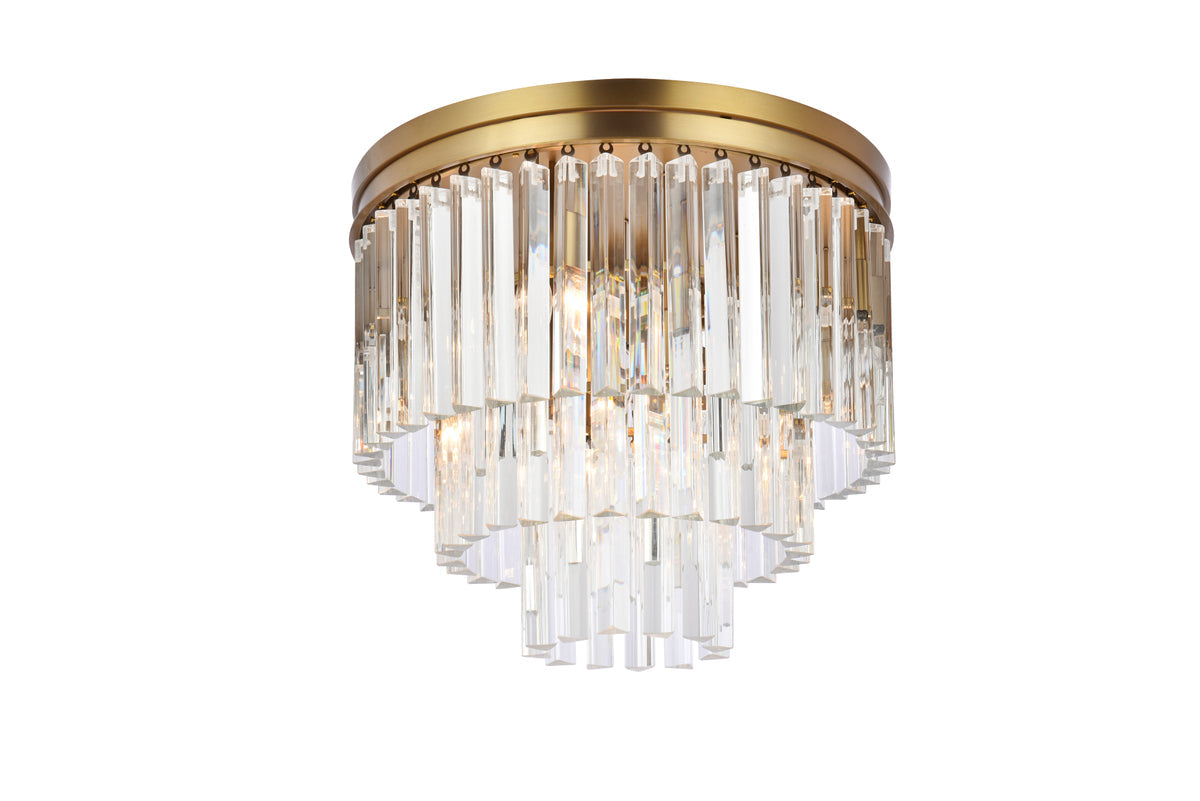 Sydney 20 inch round crystal flush mount in satin gold