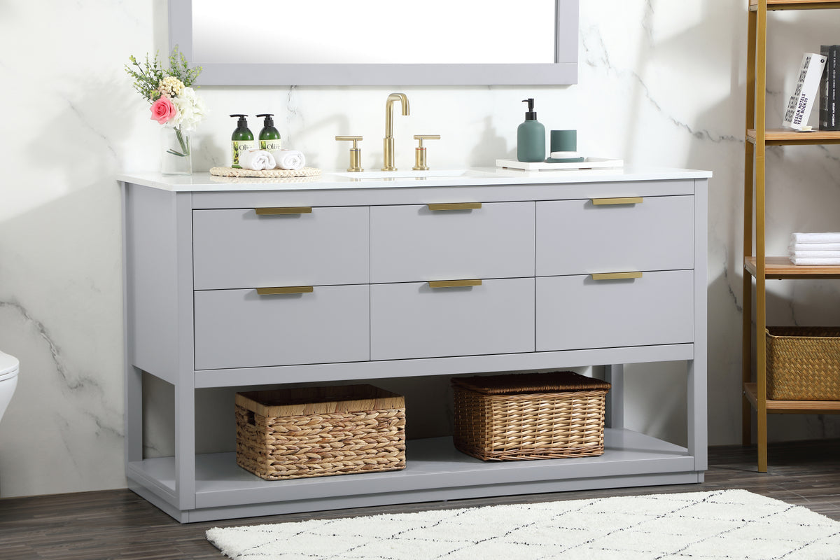 60 inch Single bathroom vanity in grey