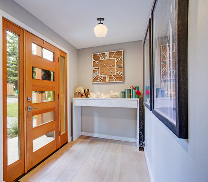 Lawrence 1 light black and white glass flush mount