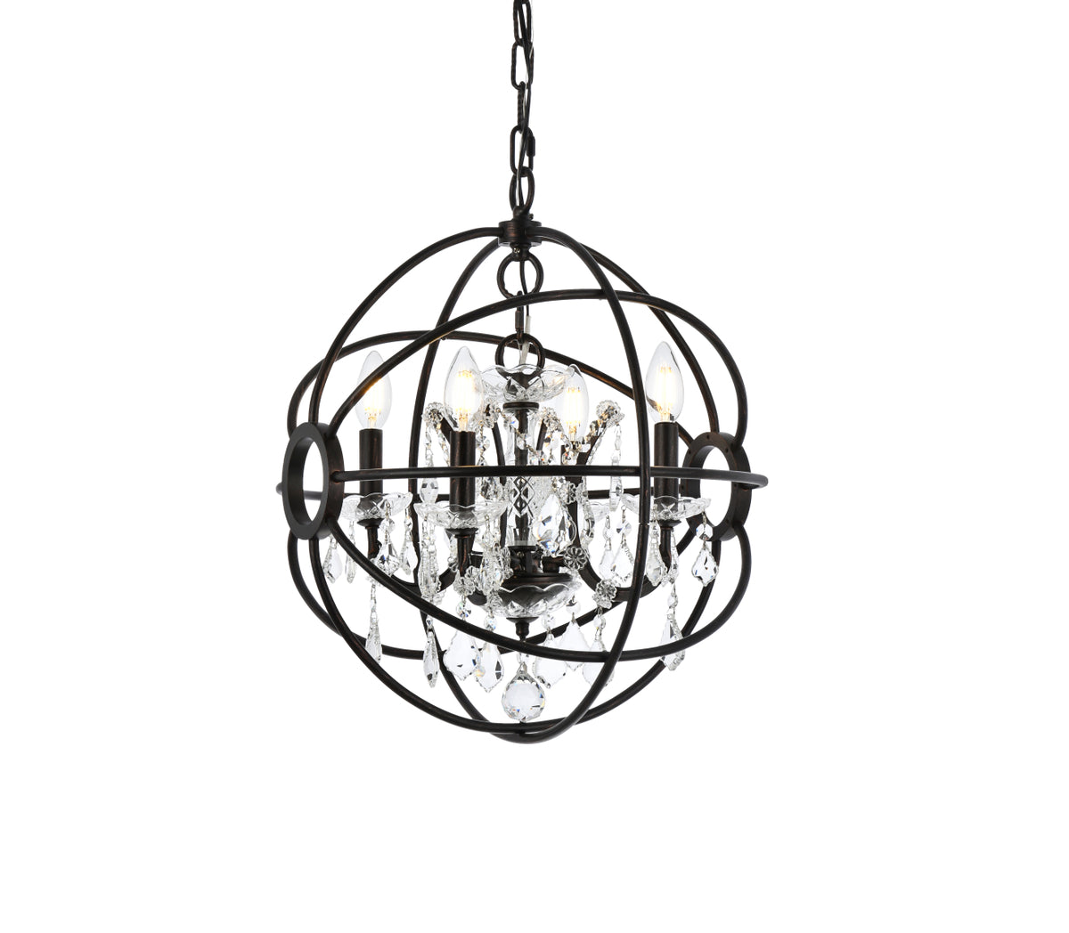 Geneva 4 light Dark Bronze Pendant Clear Royal Cut crystal