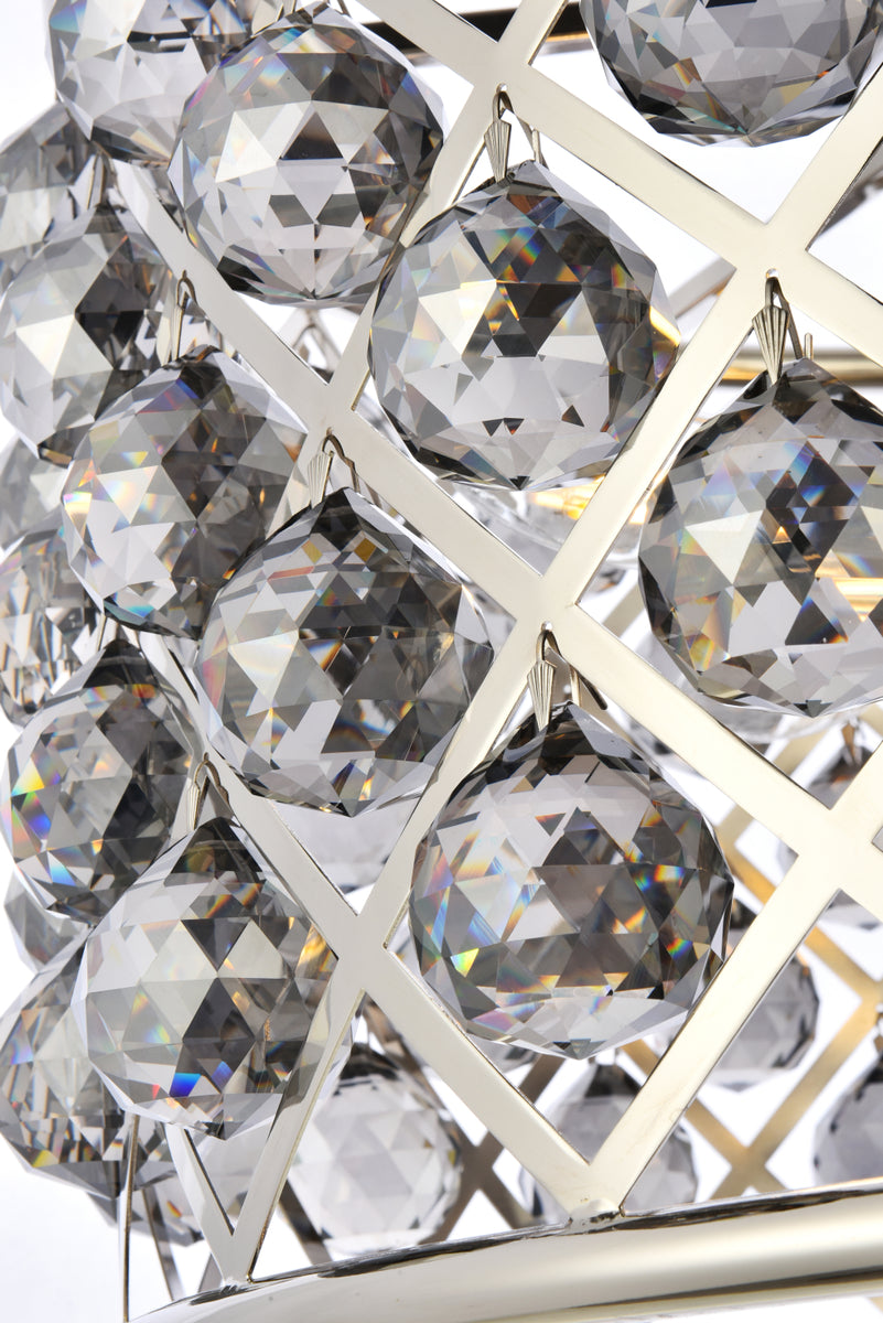 Madison 6 light polished nickel Pendant Silver Shade (Grey) Royal Cut Crystal