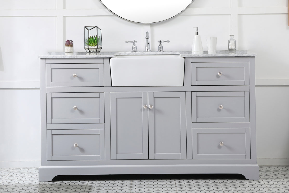 60 inch Single bathroom vanity in grey