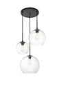 Baxter 3 Lights Black Pendant With Clear Glass