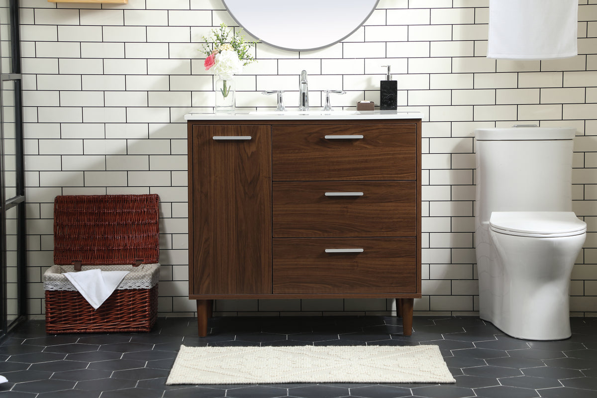 36 inch bathroom vanity in Walnut