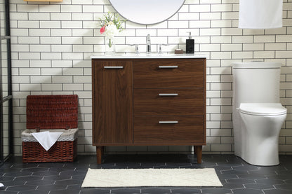 36 inch bathroom vanity in Walnut