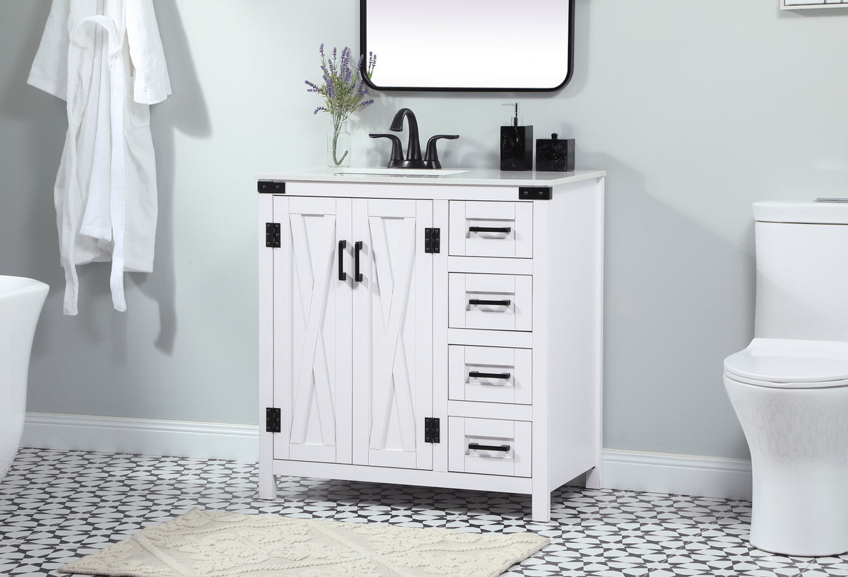 32 inch Single bathroom vanity in white