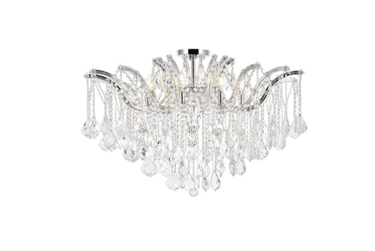 Maria Theresa 8 light Chrome Flush Mount Clear Royal Cut Crystal