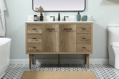 48 inch Single bathroom vanity in natural oak with backsplash