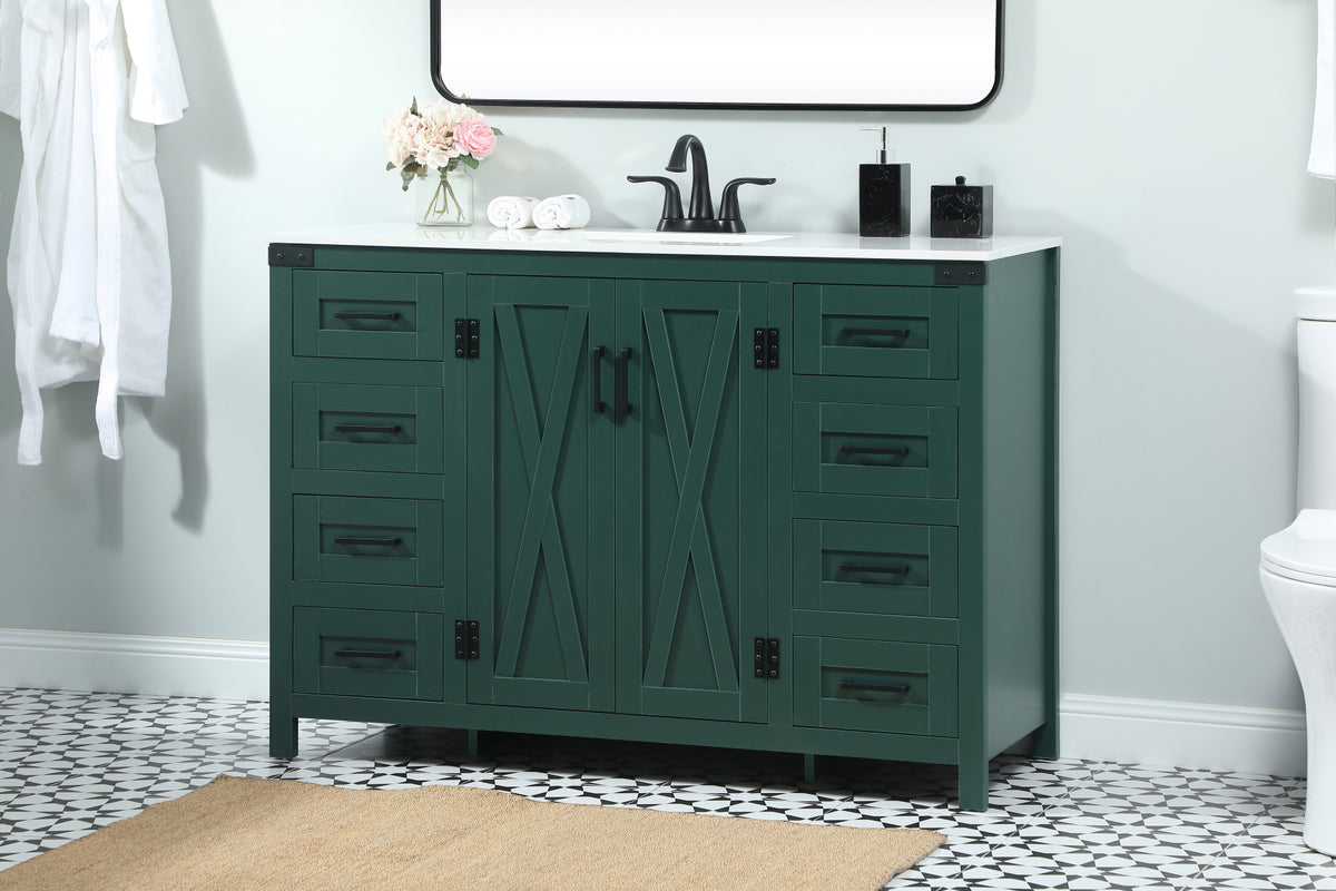 48 inch Single bathroom vanity in green