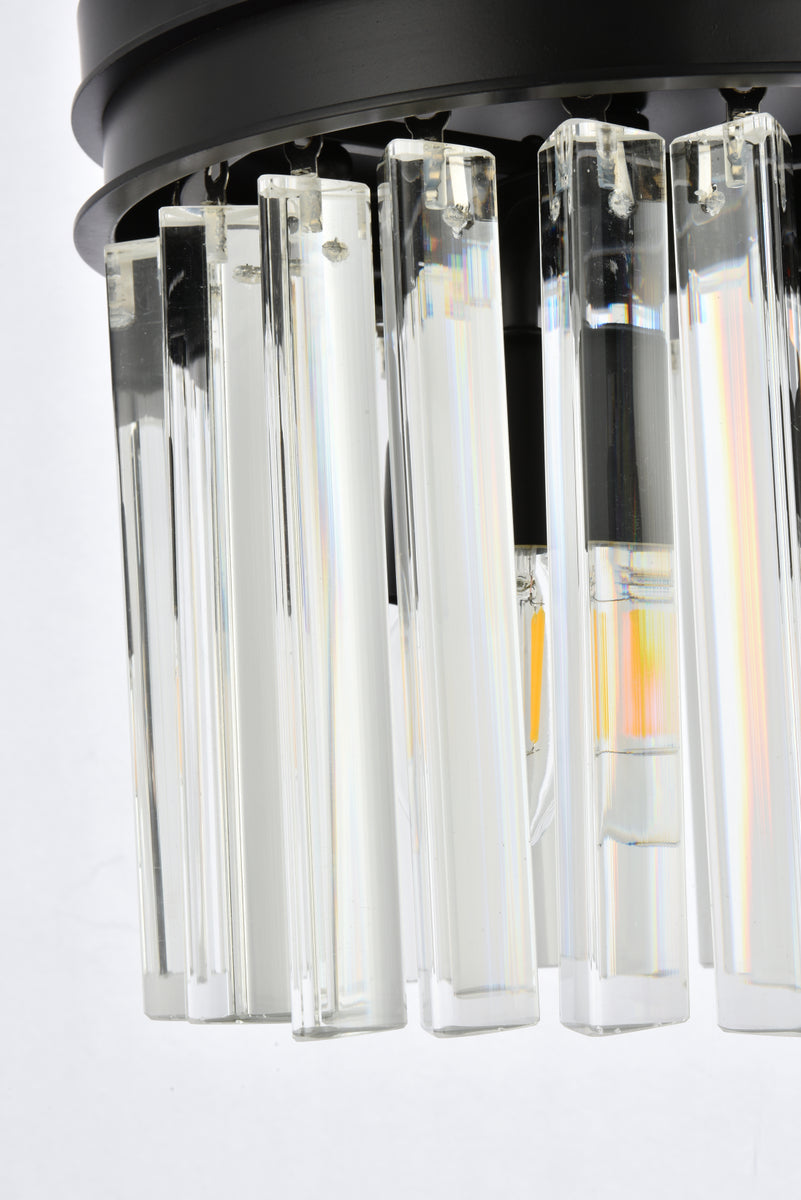 Sydney 3 light Matte Black Pendant Clear Royal Cut Crystal