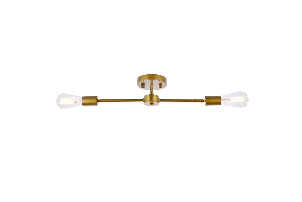 Zane 2 lights brass flush mount