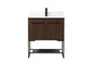 30 inch Single bathroom vanity in walnut with backsplash