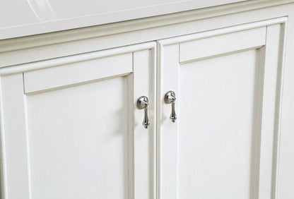 30 inch Single Bathroom vanity in Antique White with ivory white engineered marble