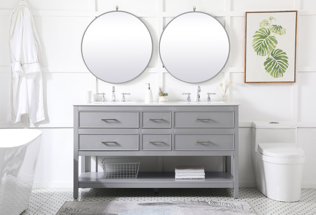 60 inch double bathroom vanity in gray