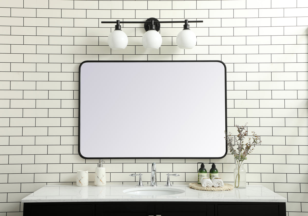 Soft corner metal rectangular mirror 28x42 inch in Black
