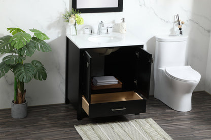 30 inch Single bathroom vanity in black with backsplash