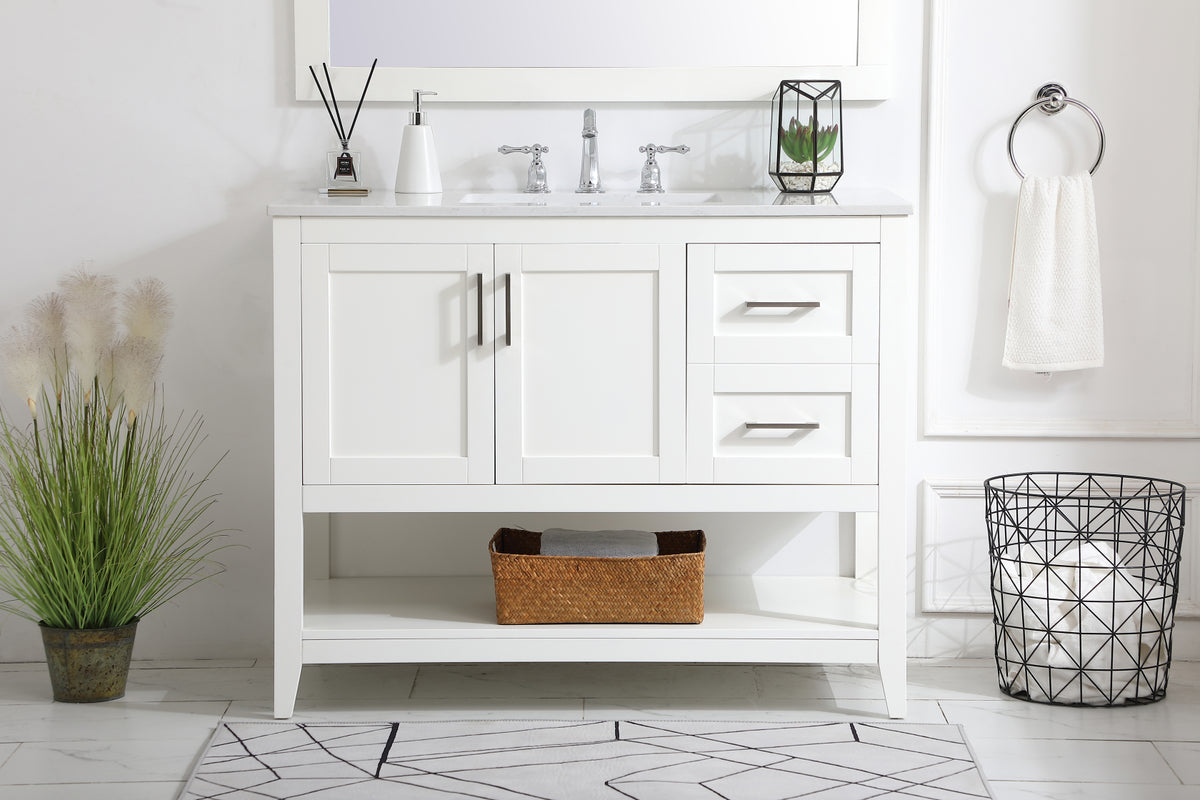 42 inch Single Bathroom Vanity in White