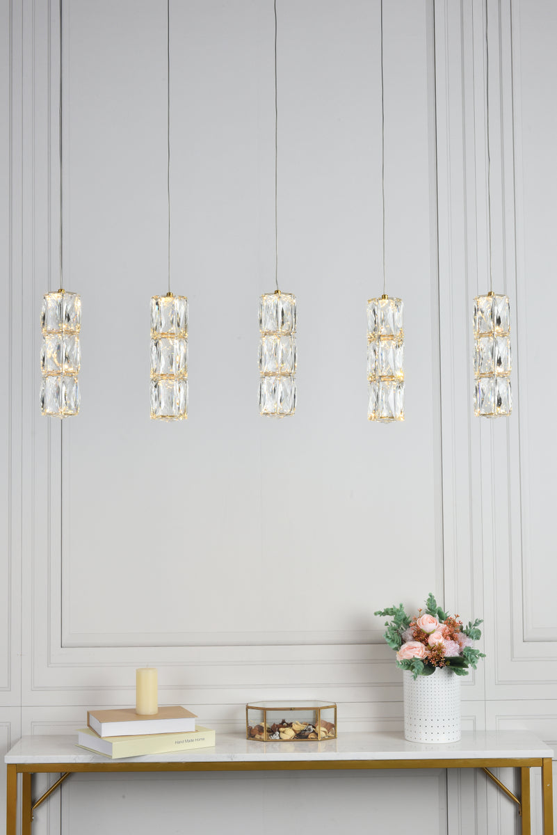 Polaris LED light gold Pendant Clear Royal Cut Crystal