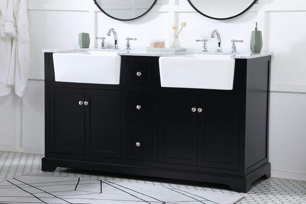 60 inch double bathroom vanity in black