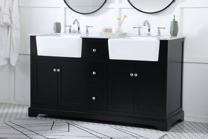 60 inch double bathroom vanity in black