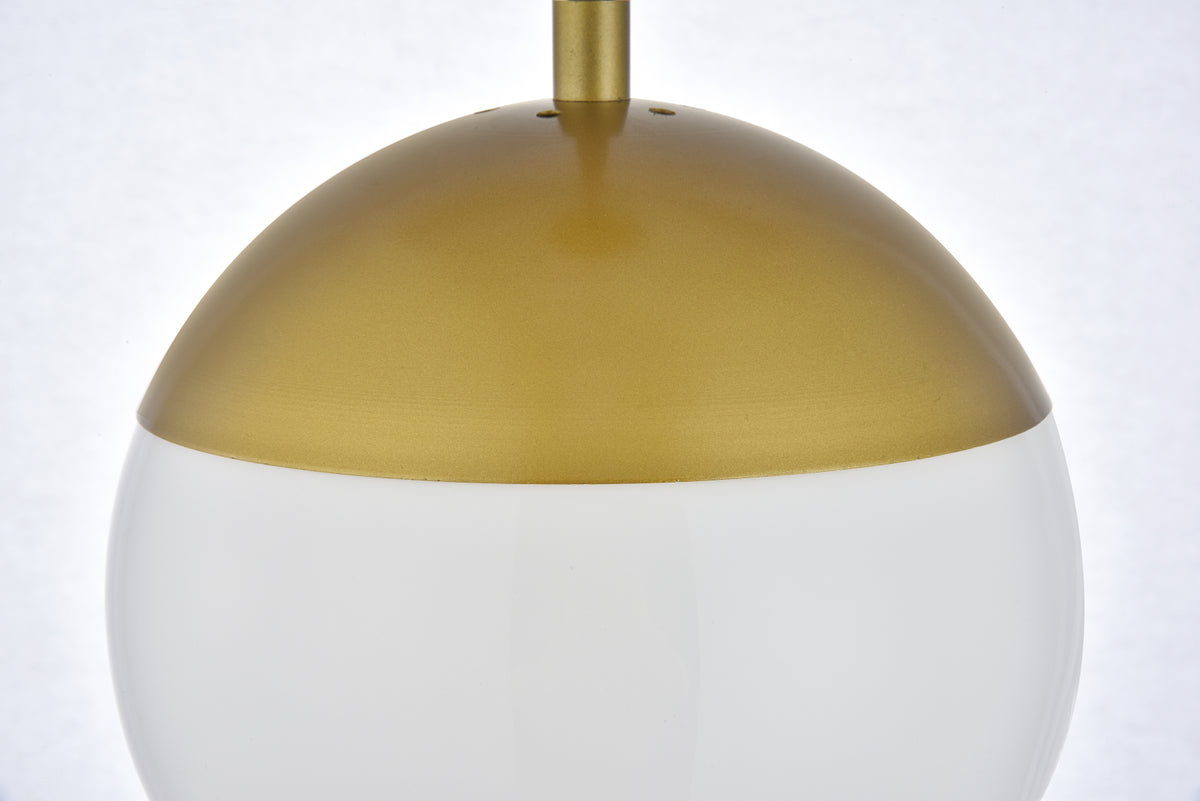 Eclipse 1 Light Brass Pendant With Frosted White Glass
