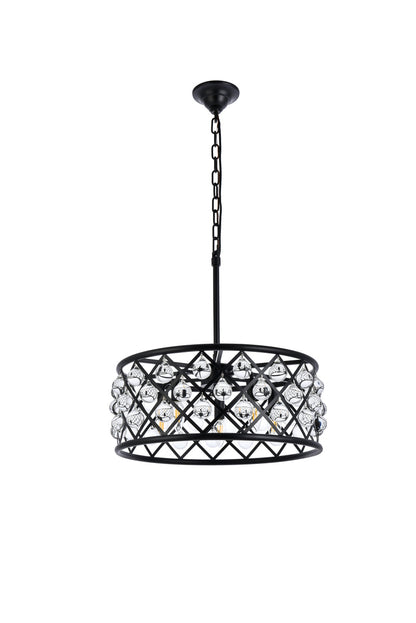 Madison 5 light Matte Black Pendant Clear Royal Cut Crystal