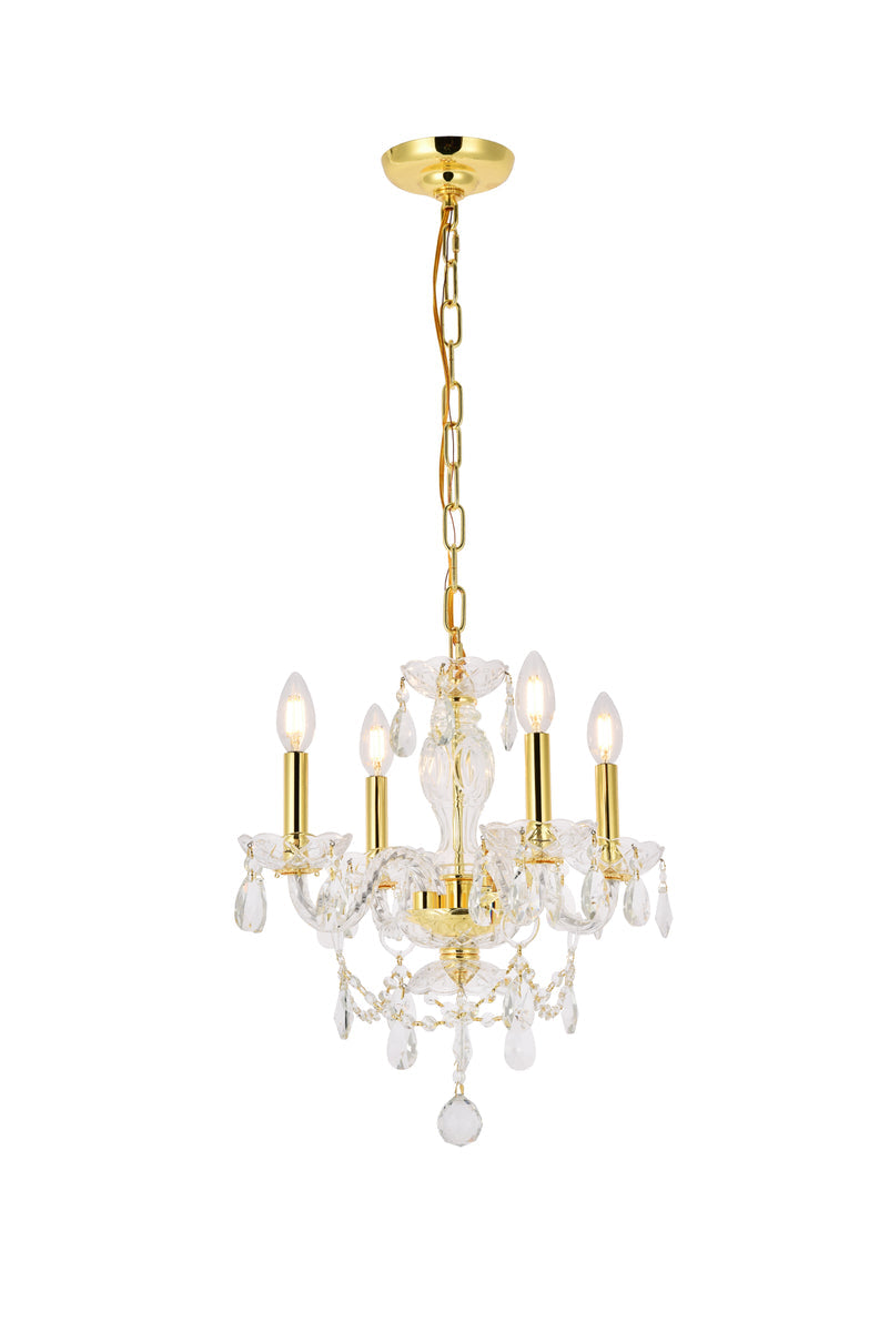 Princeton 4 light Gold Pendant Clear Royal Cut Crystal