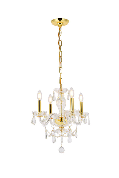 Princeton 4 light Gold Pendant Clear Royal Cut Crystal