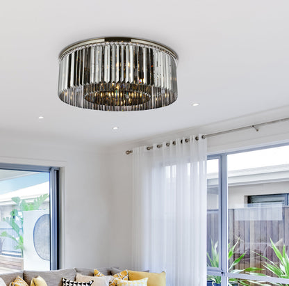 Sydney 10 light polished nickel Flush Mount Silver Shade (Grey) Royal Cut Crystal