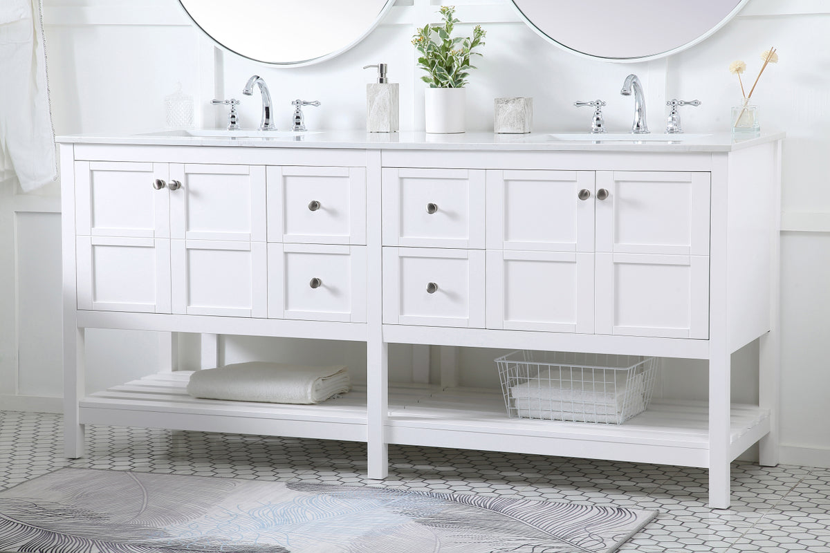 72 inch Double Bathroom Vanity in White