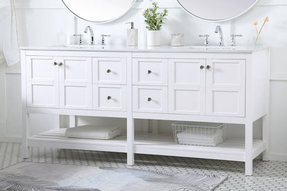 72 inch Double Bathroom Vanity in White