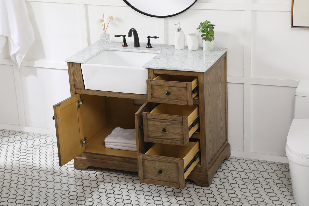 42 inch Single bathroom vanity in driftwood