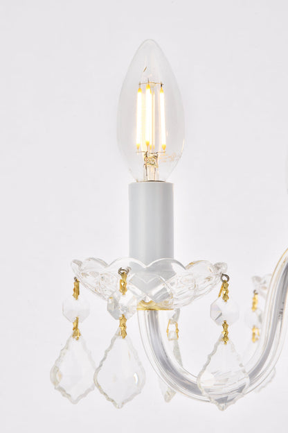 Rococo 4 light Gold Pendant Clear Royal Cut Crystal