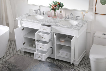 60 inch Double Bathroom Vanity set in White