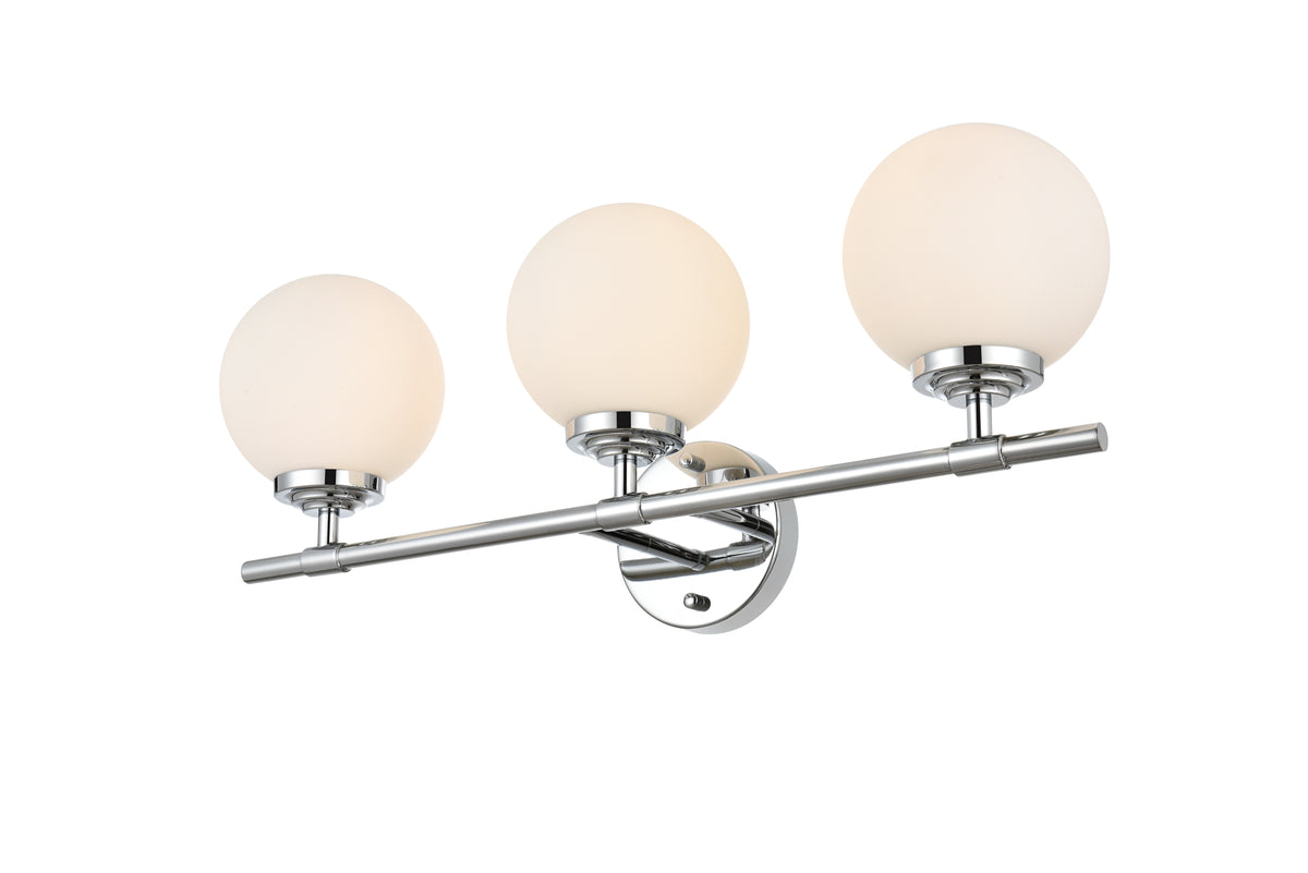 Ansley 3 light Chrome and frosted white Bath Sconce