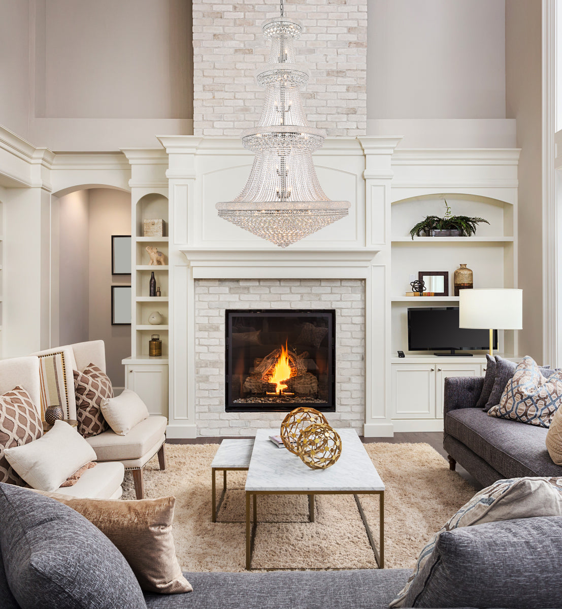 Primo 48 light Chrome Chandelier Clear Royal Cut Crystal