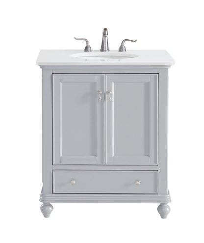 30 inch Single Bathroom vanity in Light Grey with ivory white engineered marble